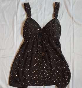 Cinema Etoile Seductivewear black, sparkly babydoll slip top